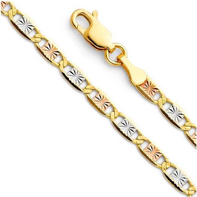 20 in. 14K Tri-Tone Gold 3.3 mm Diamond-Cut Star Valentino Chain