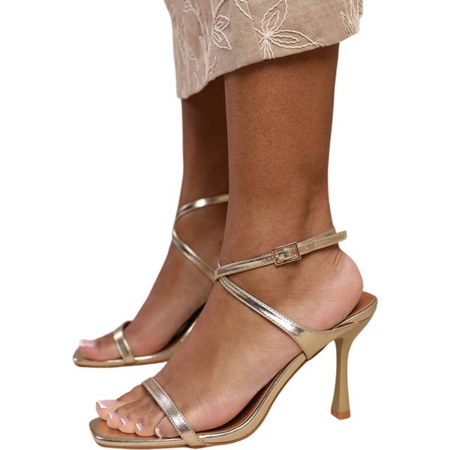 (7 UK, Gold) Where's That From Womens/Ladies Florida Barely There Faux Leather Crossover Strap High Heels