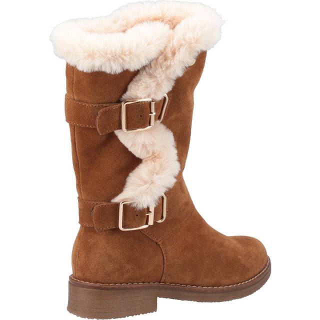 (Brown, 6 (Adults')) Hush Puppies Megan Wide Suede Women's Tan Boots