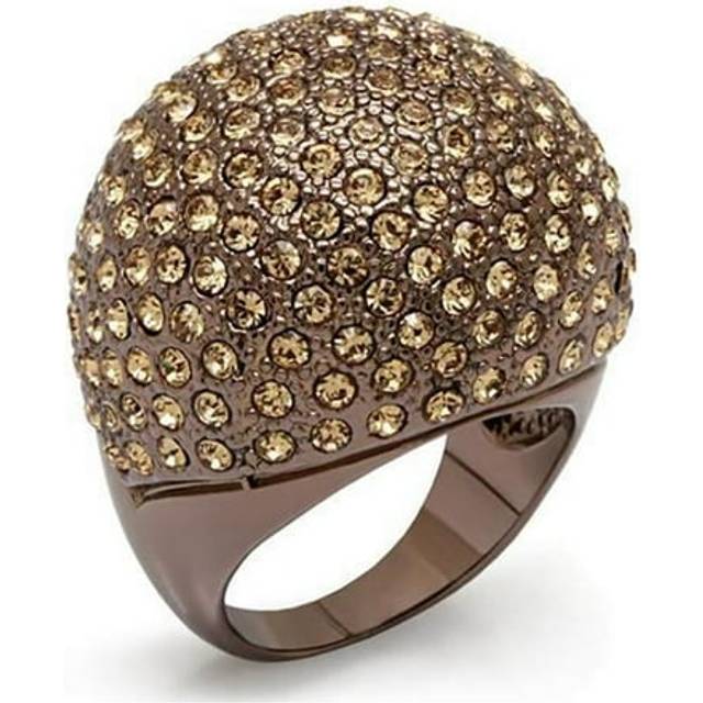 Alamode LO1652-9 Women Chocolate Gold Brass Ring with Top Grade Crystal in Citrine Yellow - Size 9