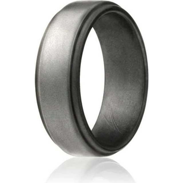 Silicone Wedding Ring - Step Edge Style - Platinum by ROQ for Men - 13 - Silver