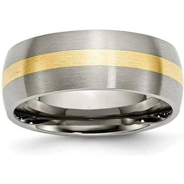 8 mm Titanium & 14K Yellow Gold Inlay Brushed Band, Size 11