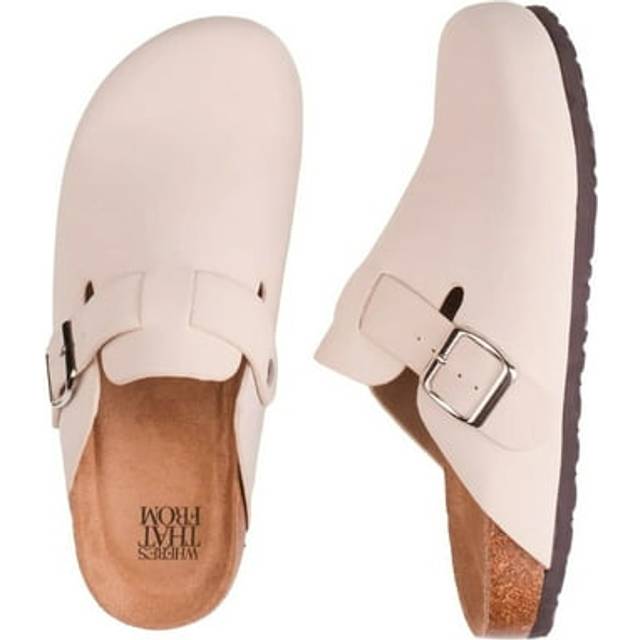 (3 UK, Cream) Where's That From Womens/Ladies Palm Nubuck Closed Toe Buckle Detail Flat Sandals
