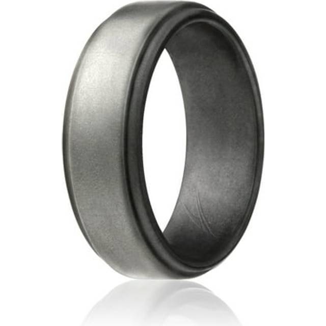 Silicone Wedding Ring - Step Edge Style - Platinum by ROQ for Men - 9