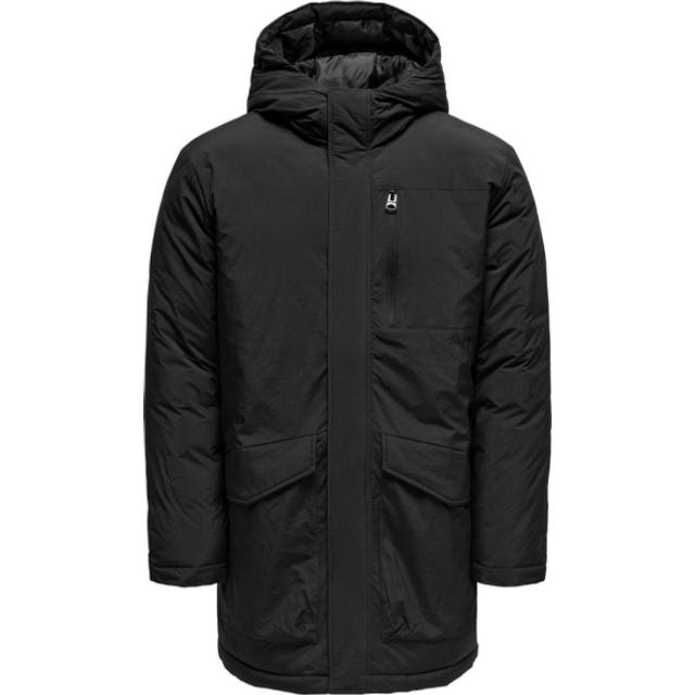 ONLY & SONS – Svart, vattenavvisande parkas med huva-Svart/a