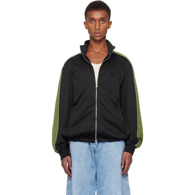 Lanvin Black & Khaki Stripe Track Jacket - 10 BLACK - M