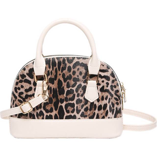 (White) Stylish Shell Urban Bag Unique Leopard Print Design Womens Pu Leather Handbag
