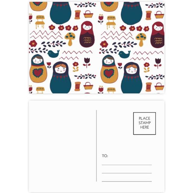 Russia Dolls Flower Poster Russian Matryoshka Postcard Set Birthday Mailing Thanks Greeting Card