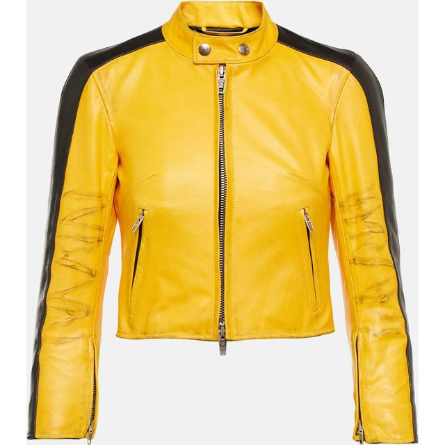 Balenciaga Cropped leather jacket - yellow (UK 6)
