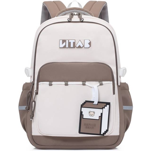 (Khaki) New 2024 Spring Large Capacity Student Backpack For Boys And Girls Cute Oxford Fabric