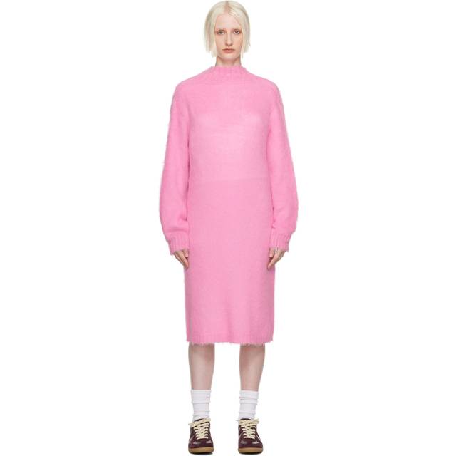 MM6 Maison Margiela Pink Low Back Midi Dress - 242 Neon Pink - M