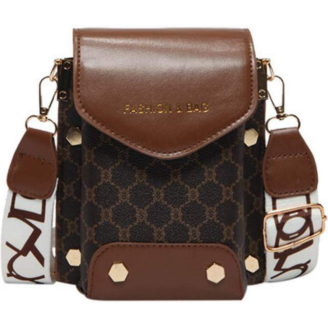 (Coffee) Classic Retro Ladies Handbag For 2024 Summer Stylish Colorblock Shoulder Bag