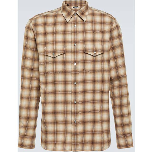 Tom Ford Checked cotton blend Oxford shirt