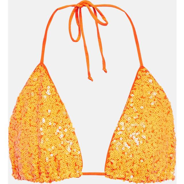 Norma Kamali Sequin-embellished bikini top - orange (UK 10)