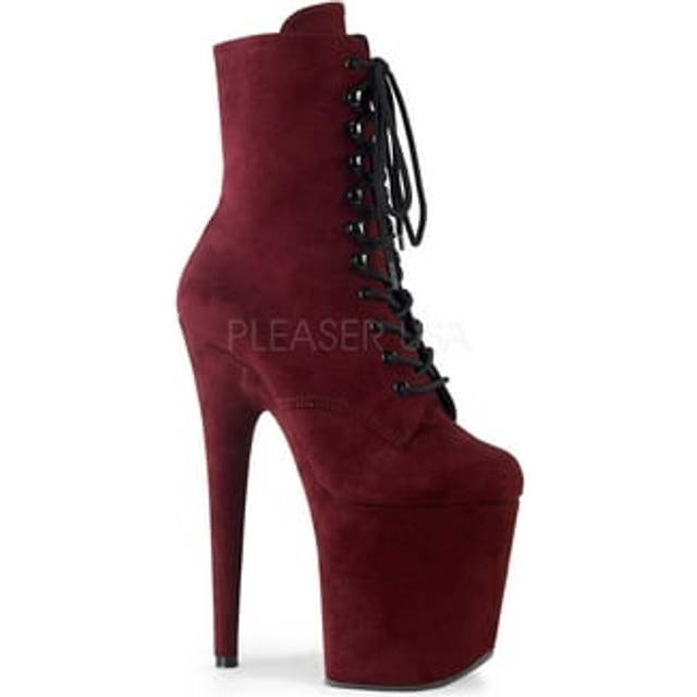 (UK 7/EU 40/US 10) Pleaser Womens Ankle Boots FLAMINGO-1020FS Burgundy Faux Suede/Burgundy Faux Suede