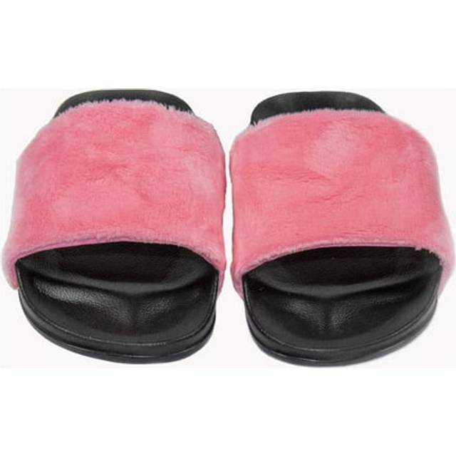 Luxe Faux Fur 676685048332 0.91 in. Sheepskin Slide Slippers - Pink with Pink Sole