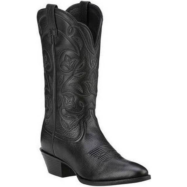 Women's leather western boots Ariat Heritage R Toe - Noir