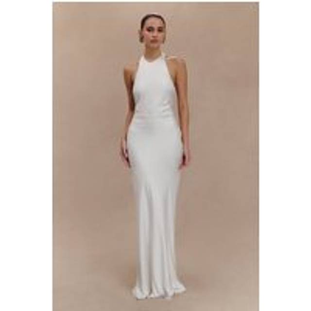 Rinna Satin Halter Maxi Dress - Ivory - XXL