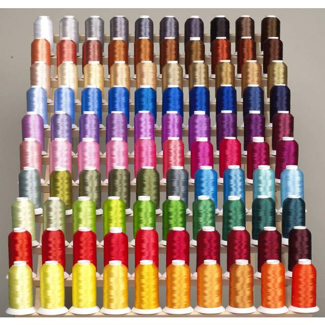 Premium 100 Cones 1100 Yards Each of Polyester Machine Embroidery Threads Compatible with Brother Babylock Janome Singer Pfaff Husqvarna Bernina Machi