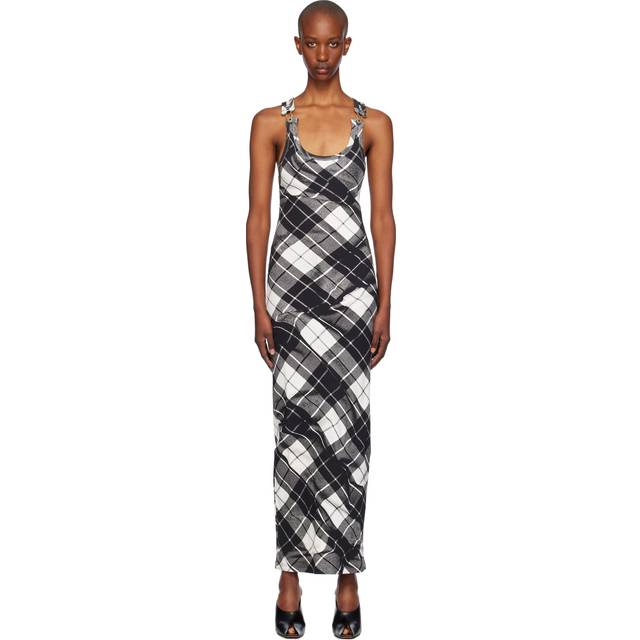 Jean Paul Gaultier Black & White Tartan Maxi Dress - 000201-Black/Grey/Wh - M