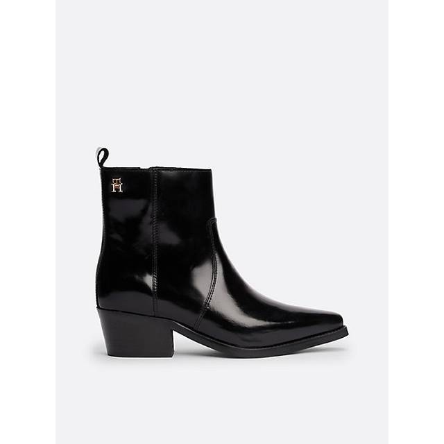 Tommy Hilfiger Leather Cowboy Boots, Black