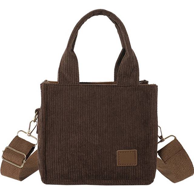(Coffee) Trendy Corduroy Plaid Crossbody Bag For Women With Spacious Interior In Chic Colors