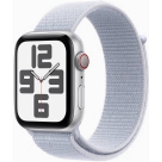 Apple Watch SE (GPS) - 2a generation - 44 mm - silveraluminium - smart klocka med sportögla - mjukt nylon i dubbla lager - blå moln - handledsstorlek