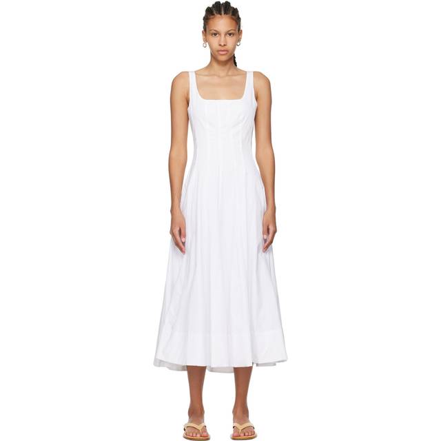 Staud White Wells Midi Dress - WHT White - US 12