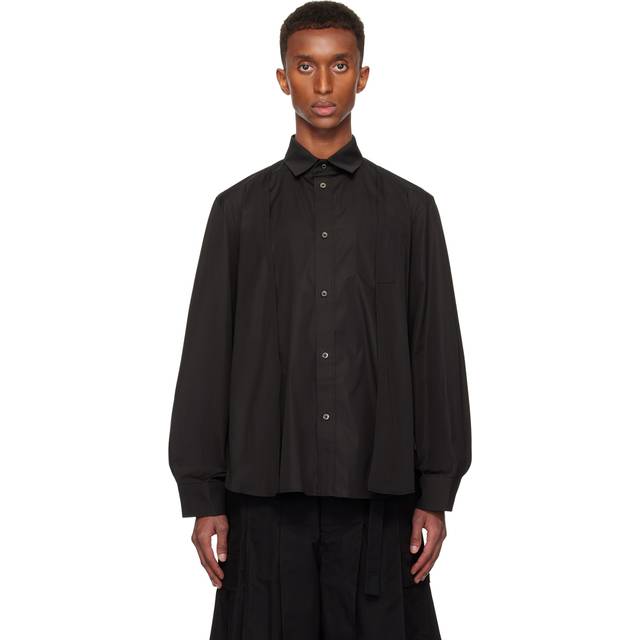 sacai Black Pleated Shirt - 001 BLACK - 1