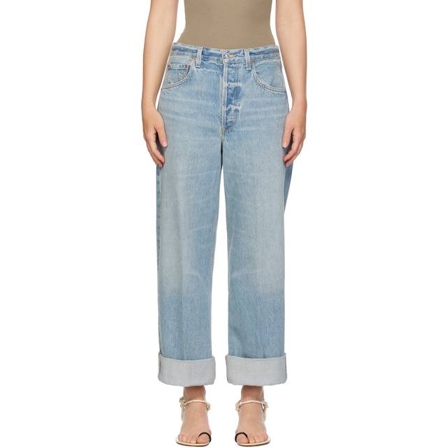 Citizens of Humanity Ayla Baggy Cuffed Crop Jeans in Skylights - Baby Blue. Size 32 (also in 25, 26, 27, 28, 29, 30, 31, 33). (32)