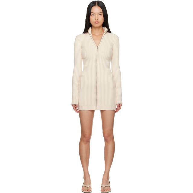 GUIZIO Off-White Nell Zip Up Minidress - Ivory - XXS