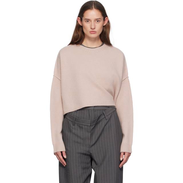 Acne Studios Womens Dusty Pink Logo-embroidered Cropped Wool and Cashmere Jumper S - DUSTY PINK