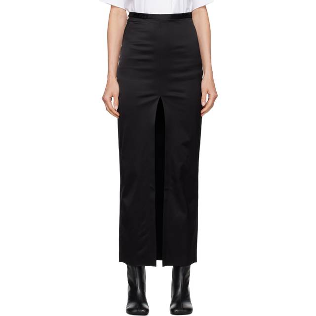 MM6 Maison Margiela Black Slit Maxi Skirt - 900 Black - IT 44