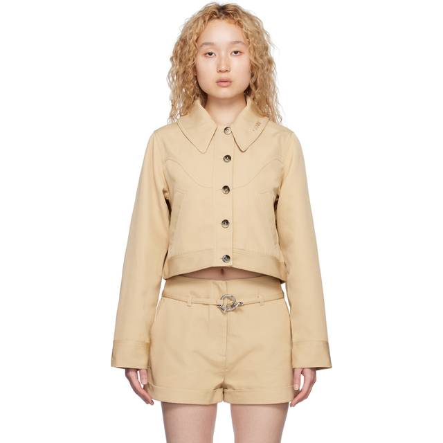 GANNI Khaki Short Jacket - 531 Pale Khaki - DK 42