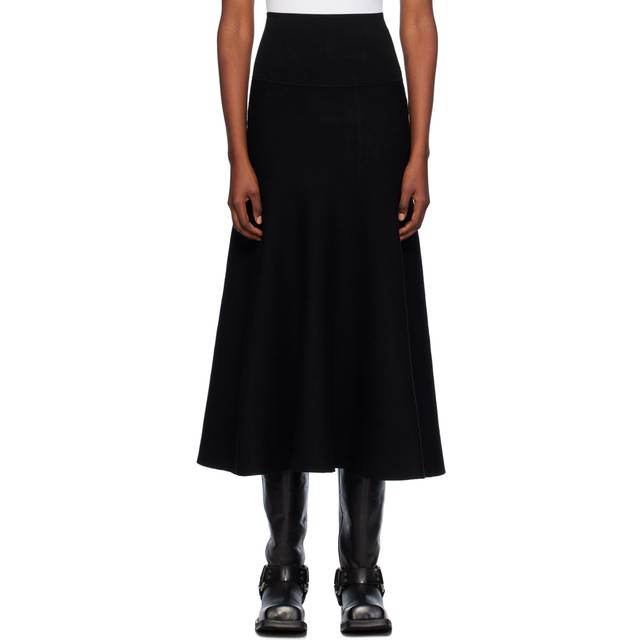 Gabrielle Viscose Blend Knit Midi Skirt - Black (XS)