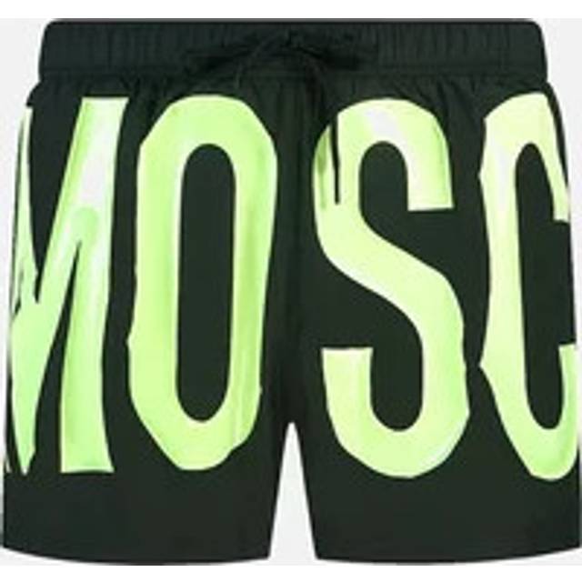Moschino Mens Large Yellow Logo Black Swim Shorts - Size Large