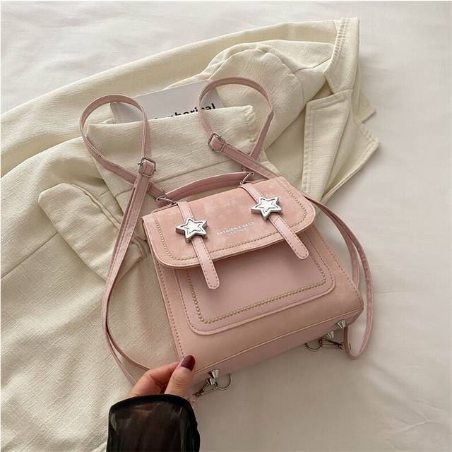 (Pink) Pu Fashionable Leather Backpack For Women With Minimalist Design In Stylish Colors