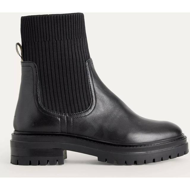 Boden Leather Stretch Panel Chelsea Boots, Black