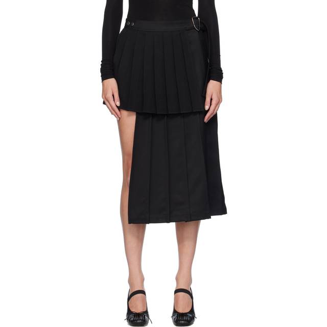 Andersson Bell Black Double Pleated Midi Skirt - Black - IT 36