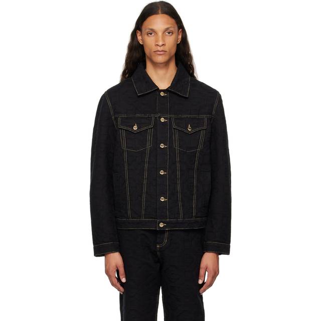 Casablanca Black Monogram Jacquard Denim Jacket - BLACK MONOGRAM - XXL