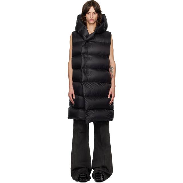 Rick Owens Black Porterville Hooded Liner Down Vest - 09 BLACK - IT 54