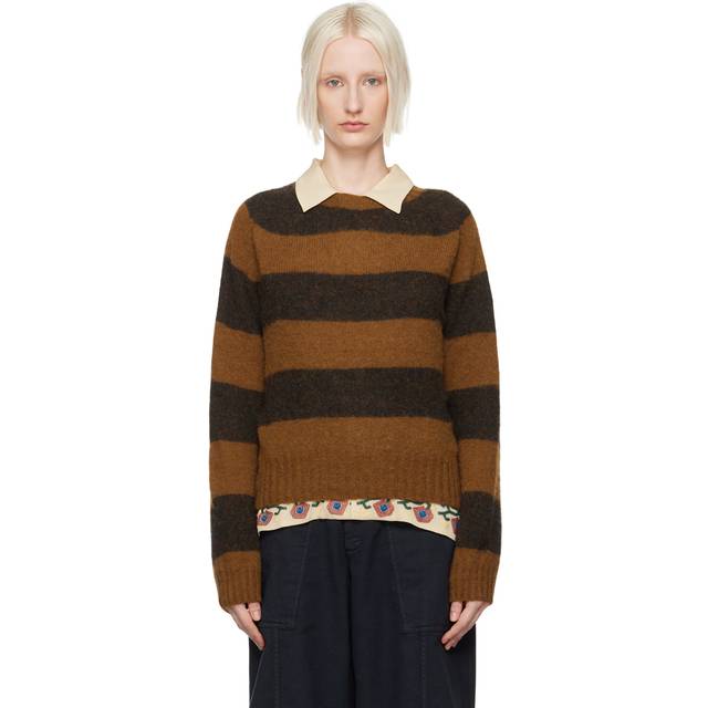 YMC Brown Jets Stripe Sweater - 20-Brown Stripe - M