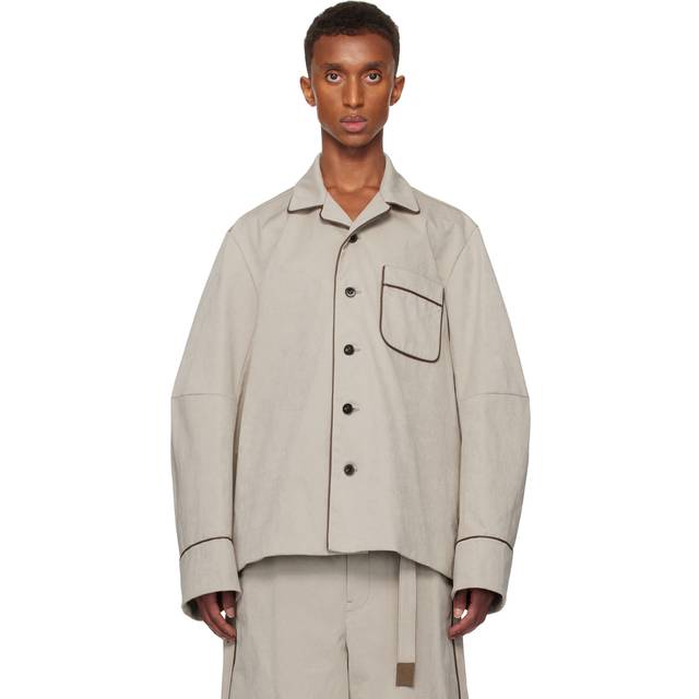 sacai Beige Faux-Suede Jacket - 651 BEIGE - 1