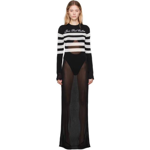 Jean Paul Gaultier Black & White 'The Signature Marinière' Maxi Dress - 0001-Black/White - XXS