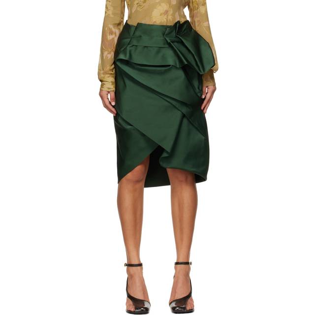 Sispy Satin Midi Skirt - Green (34 - 36 - 40)
