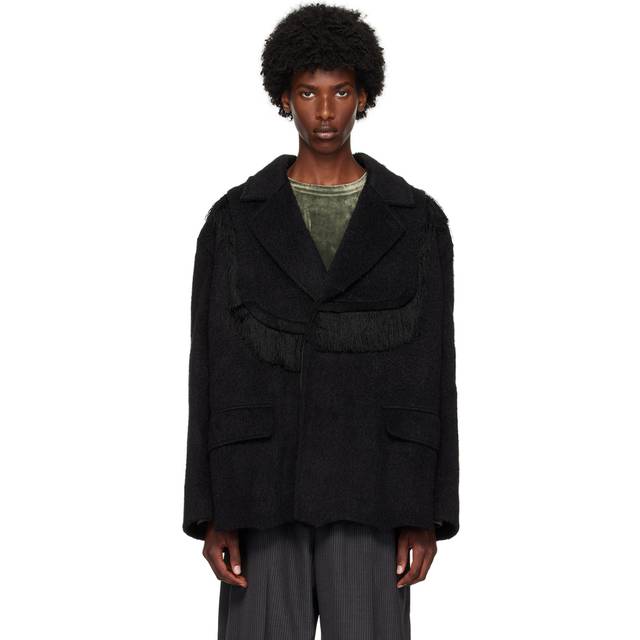 Andersson Bell Black Zibeline Shaggy Wool Coat - BLACK - XL