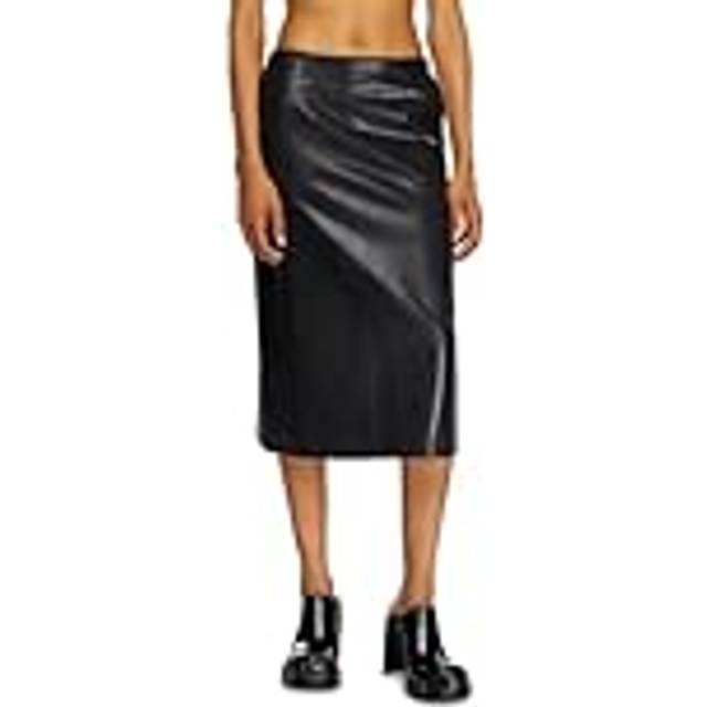 Diesel - Jupe à fines rayures avec devant enduit - Jupes - Femme - Noir - 44