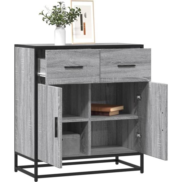 vidaXL Sideboard Grey Sonoma 68x35x76 cm Engineered Wood and Metal