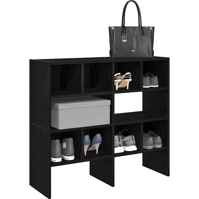 vidaXL Skohyllor 2 st stapelbara svart ek 89,5x30x40 cm