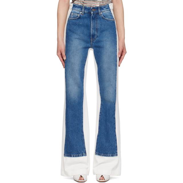 Jean Paul Gaultier Blue & White Paneled Jeans - 5701 Vintageblue/Whi - WAIST US 24